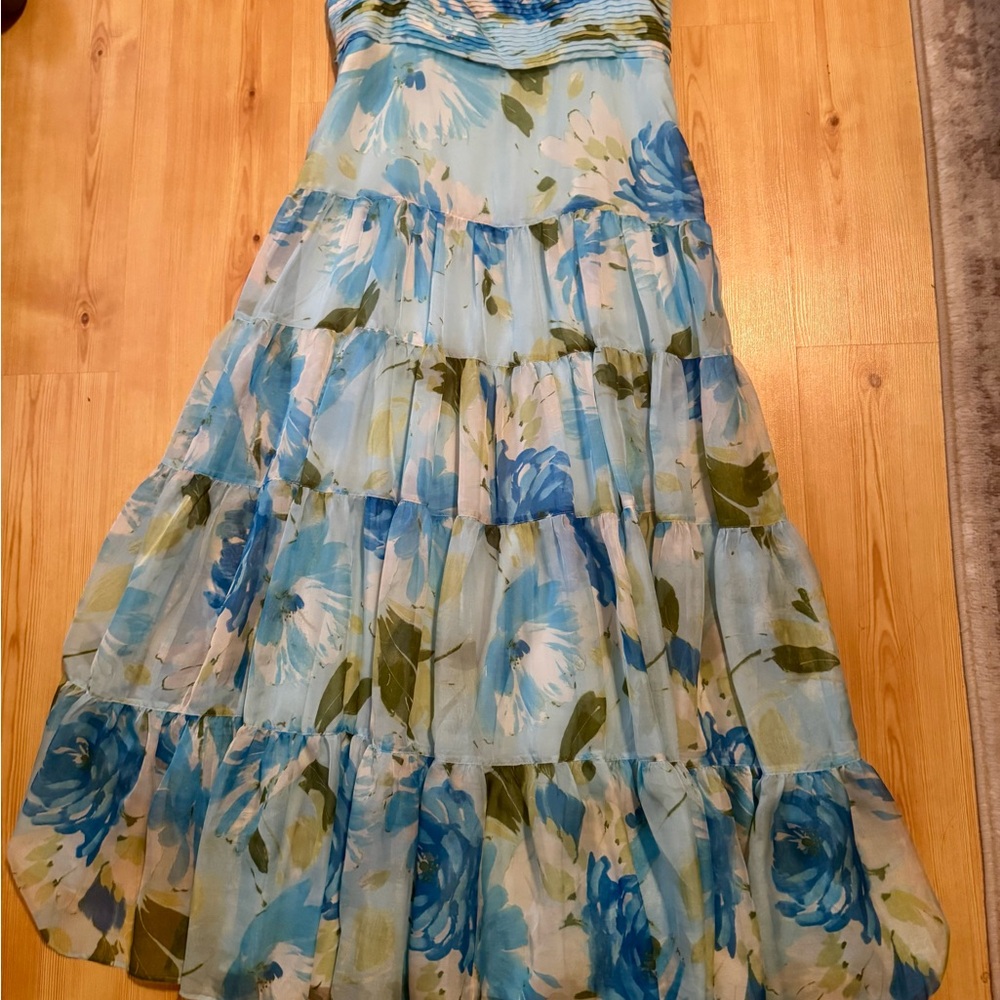 Floral Blue and Green Maxi Dress Abercrombie a&f